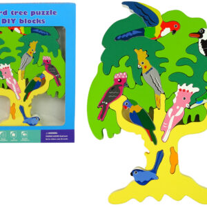 ND24_10135 Drewniane Drzewo Ptaki Papugi DIY Klocki Drewniane Puzzle 5904665990070