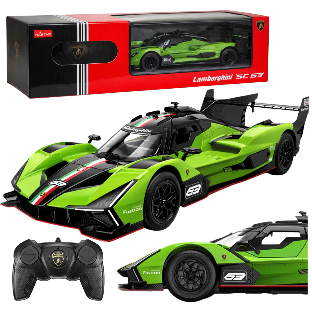 ND24_29456 Auto Lamborghini SC63 Samochód Zdalnie Sterowany RC Zielony Rastar 1:24 5905991094432