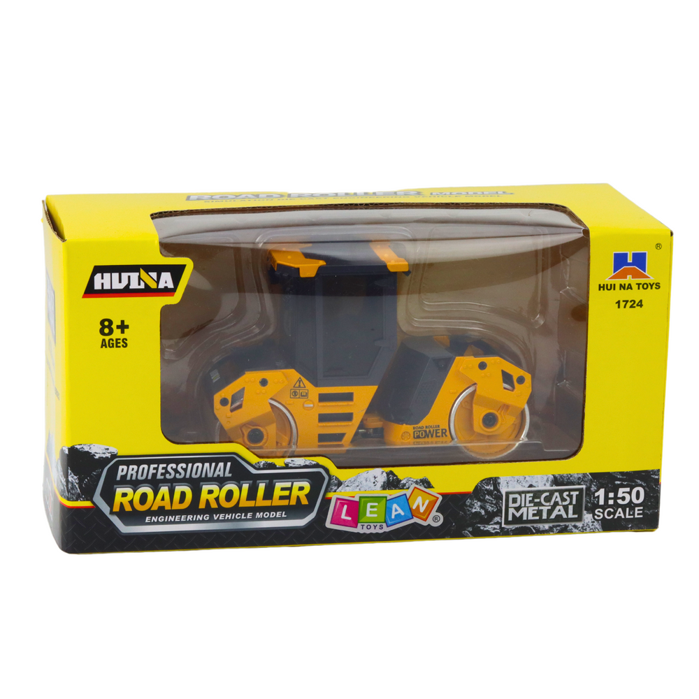 ND24_22762 Walec Drogowy Metalowy Pojazd Budowlany Huina Żółty 1:50 5905991051114