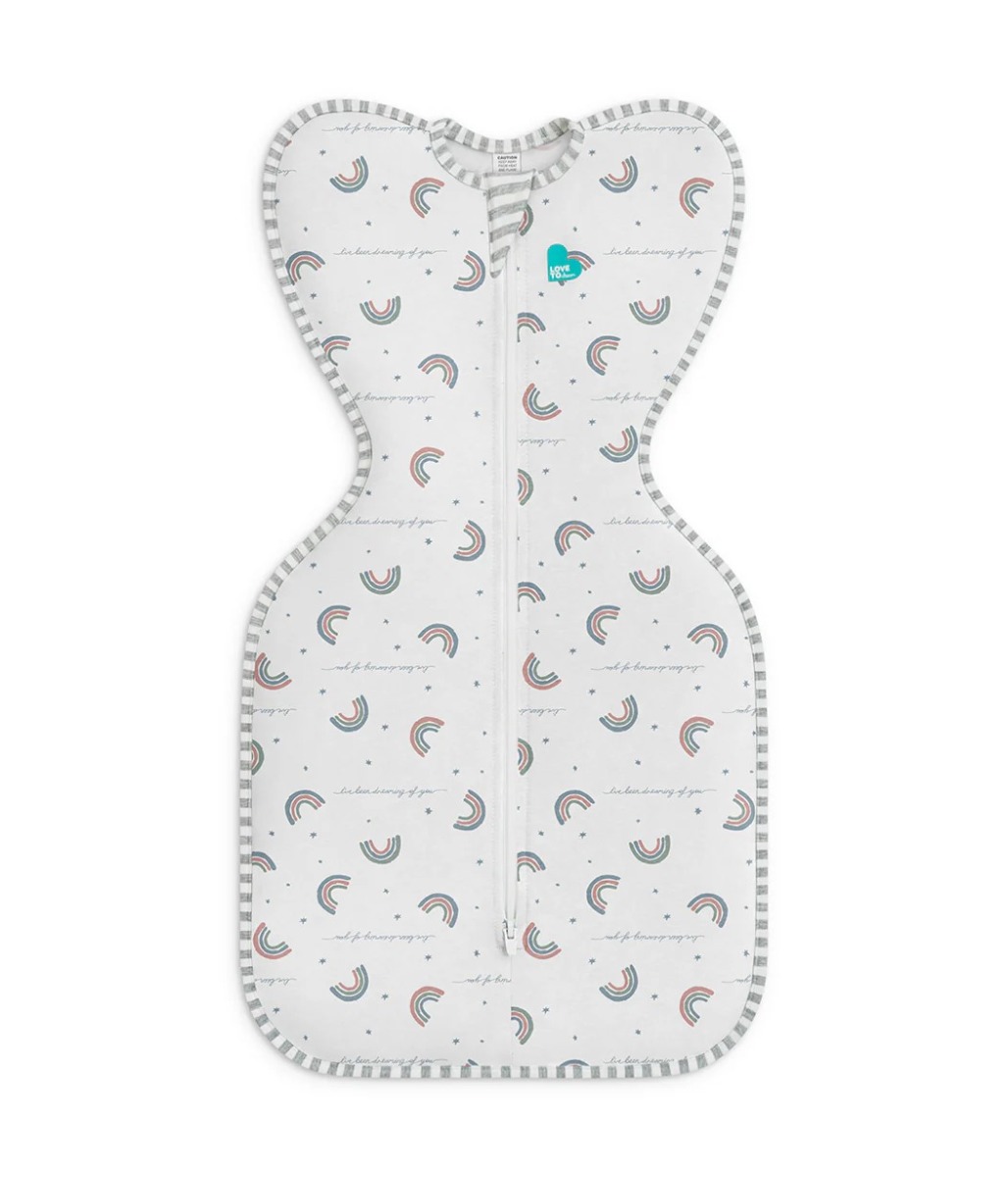 ND19_LTD-L1001324WHTM Otulacz Swaddle UP - rozmiar M - biały, tęcza - ETAP1 - 1 TOG Original