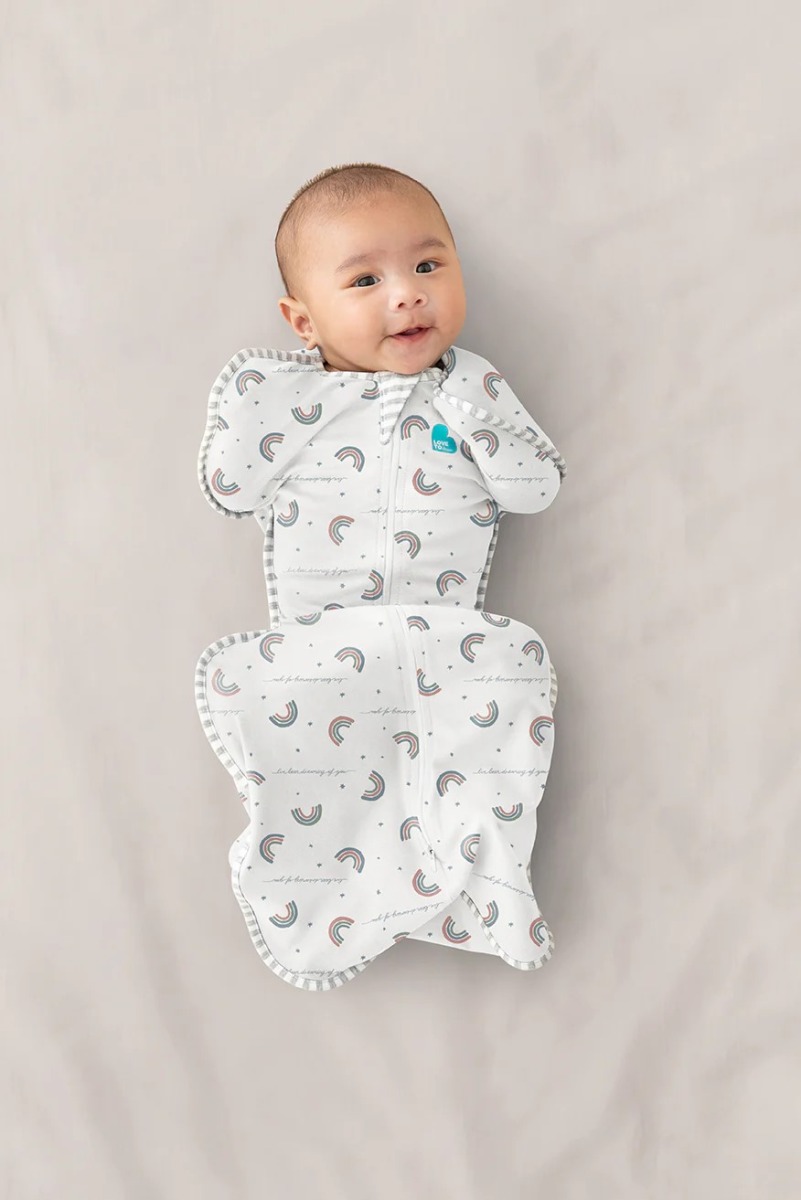ND19_LTD-L1001324WHTM Otulacz Swaddle UP - rozmiar M - biały, tęcza - ETAP1 - 1 TOG Original