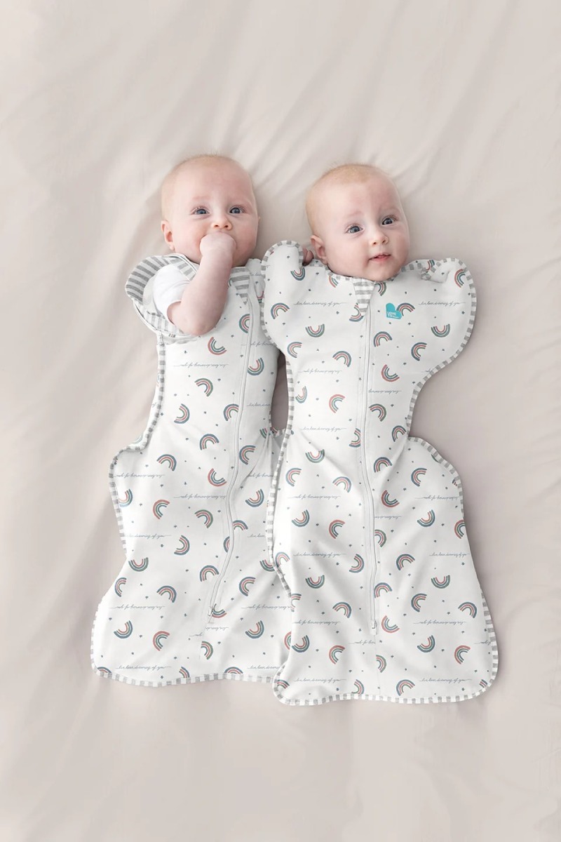 ND19_LTD-L1001324WHTM Otulacz Swaddle UP - rozmiar M - biały, tęcza - ETAP1 - 1 TOG Original