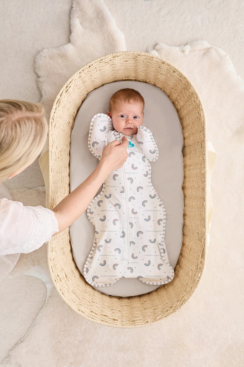 ND19_LTD-L1001324WHTM Otulacz Swaddle UP - rozmiar M - biały, tęcza - ETAP1 - 1 TOG Original