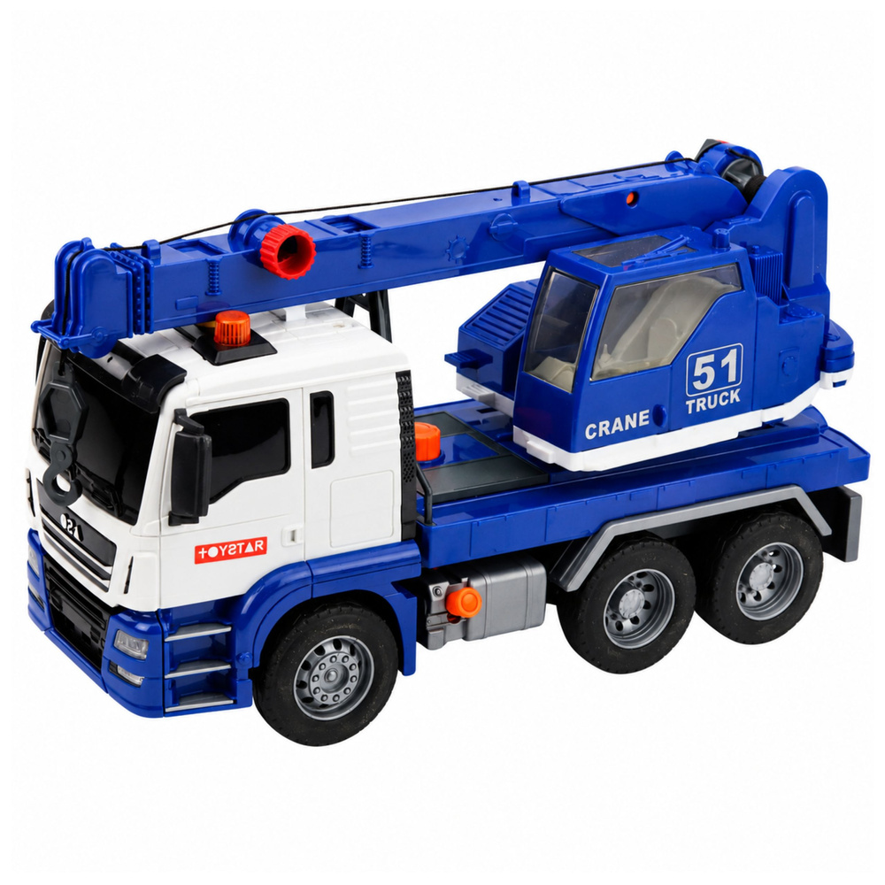 ND24_30105 Ciężarówka z Dźwigiem Budowlanym Regulowany Światła Dźwięki Niebieska 5907990206021