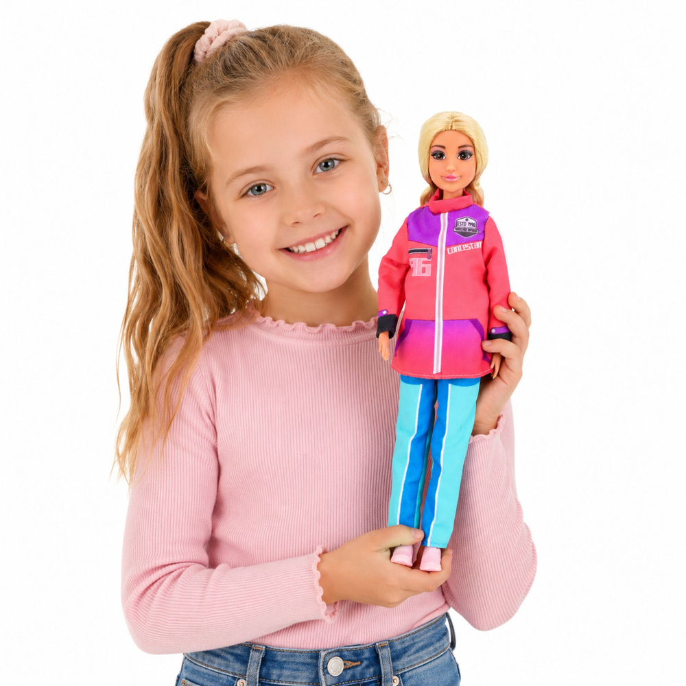 ND24_30153 Lalka Anlily Sporty Zimowe Narty Skuter Deska Snowboardowa Ubrania Zestaw 5907990204690