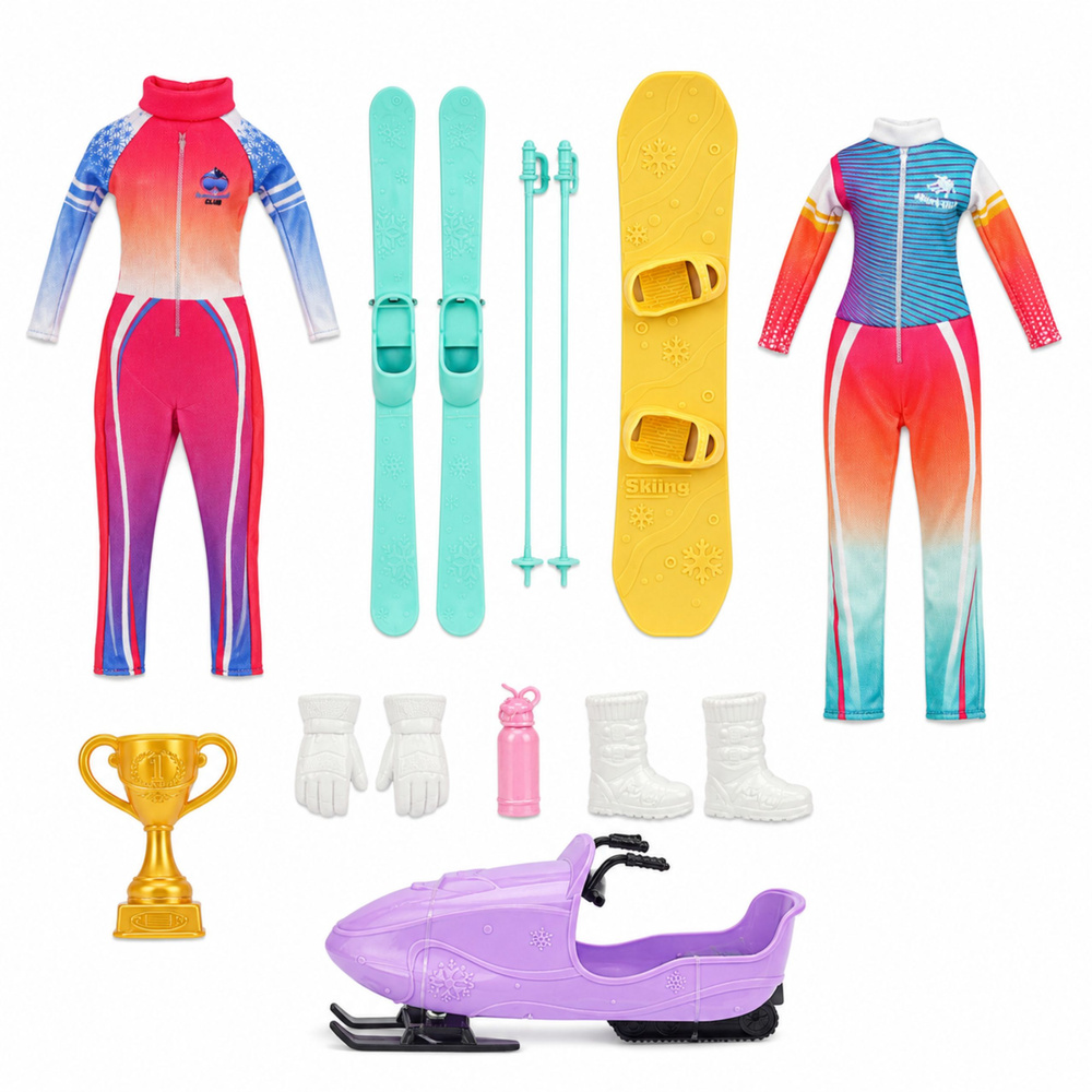 ND24_30153 Lalka Anlily Sporty Zimowe Narty Skuter Deska Snowboardowa Ubrania Zestaw 5907990204690