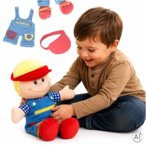 KX2513_1 Lalka maskotka przytulanka zabawka edukacyjna nauka ubierania dziewczynka
