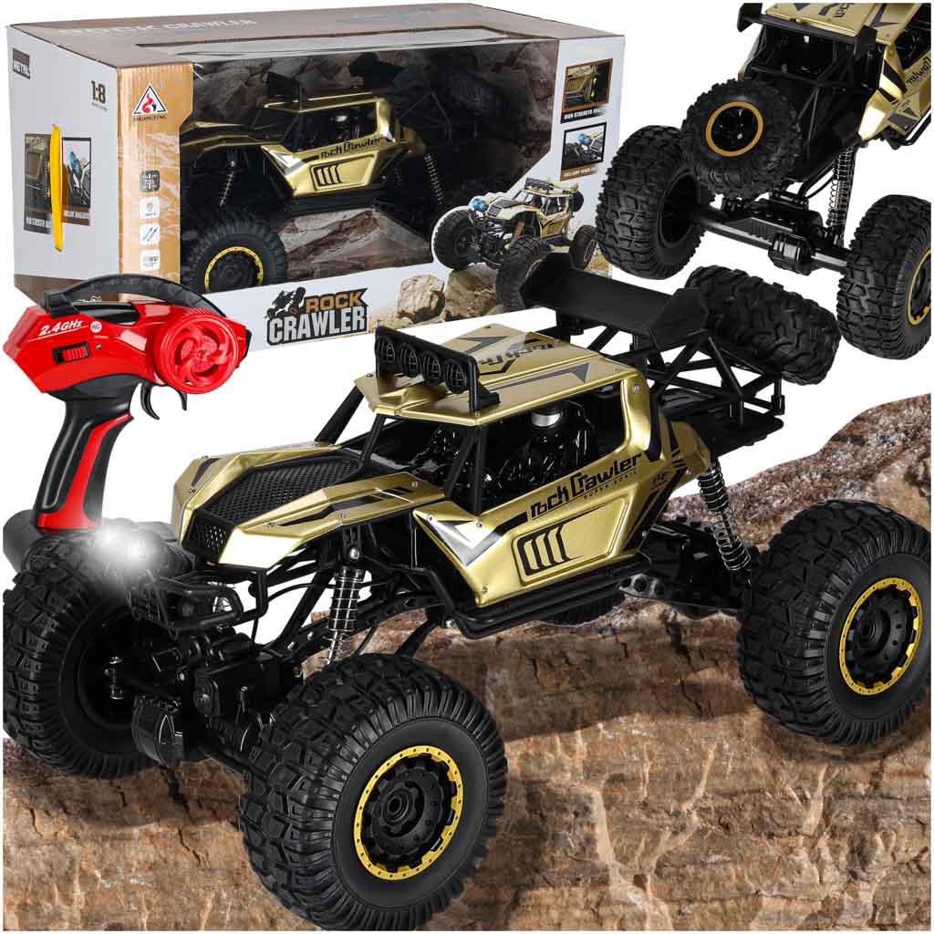 Samochód zdalnie sterowany 2,4GHz 1:8 51cm metal złoty