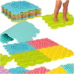 Mata sensoryczna puzzle montessori do masażu stóp 8 elementów pastelowe
