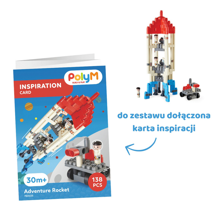 Klocki konstrukcyjne, Rakieta, 138 el., 2+, PolyM